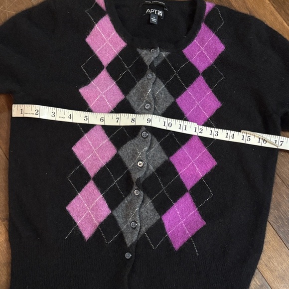 100% Cashmere Y2K Apt. 9 Women's XS/S or Girls Size L Argyle Cardigan Sweater - Picture 5 of 9